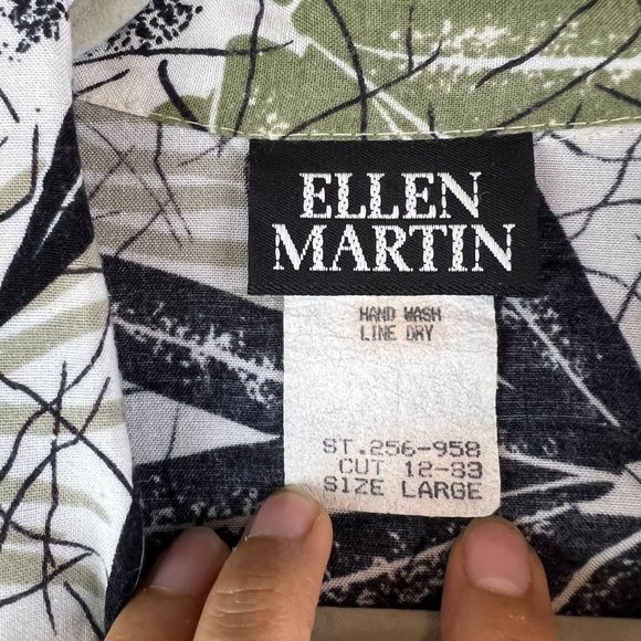 Vintage ellen martin 90s Retro Tropical Hawaiian Shirt Button Up Down Floral sz - Picture 6 of 8